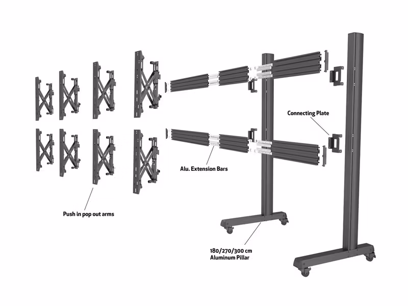 Multibrackets M Pro Series Rail Extension Skenförlängning 4-pack Aluminium