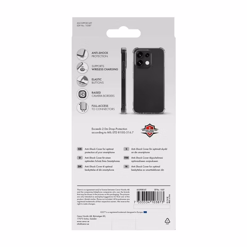 X2O Anti-Shock Skal Oppo Reno 16 F Transparent
