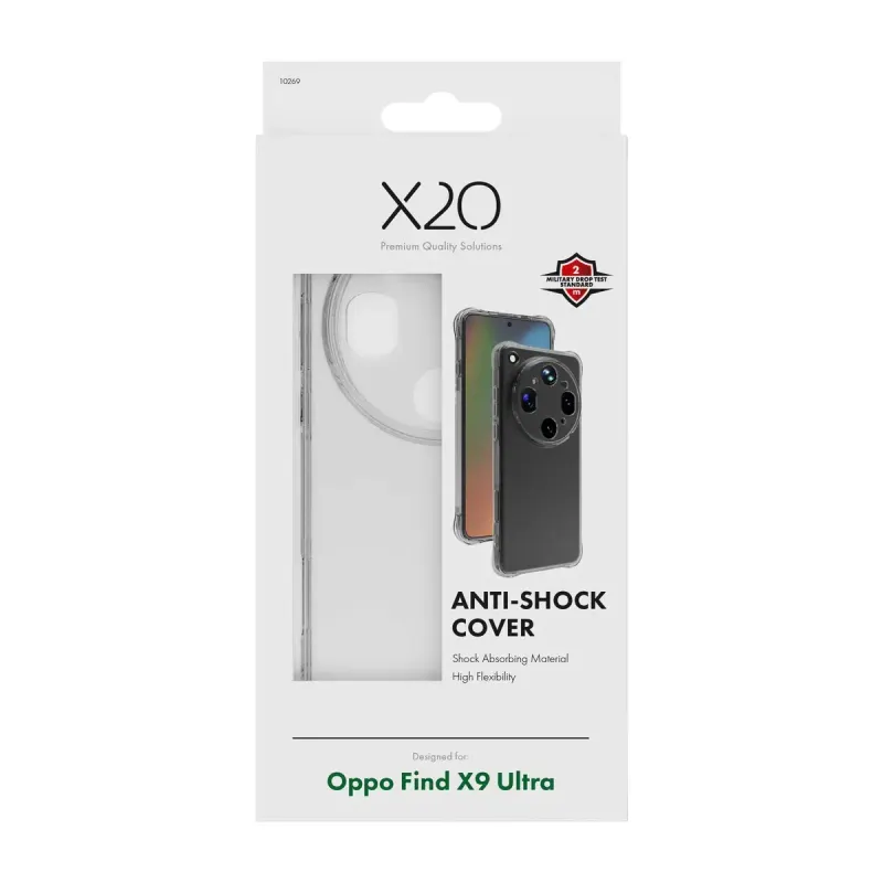 X2O Anti-Shock Skal för Oppo Find X9 Ultra Transparent