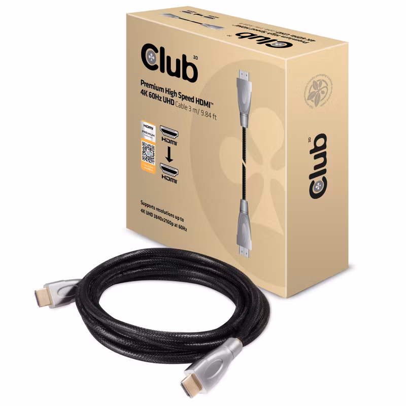 Club 3D CAC-1310 Premium HDMI 2.0-kabel 4K 60 Hz 3 m Svart