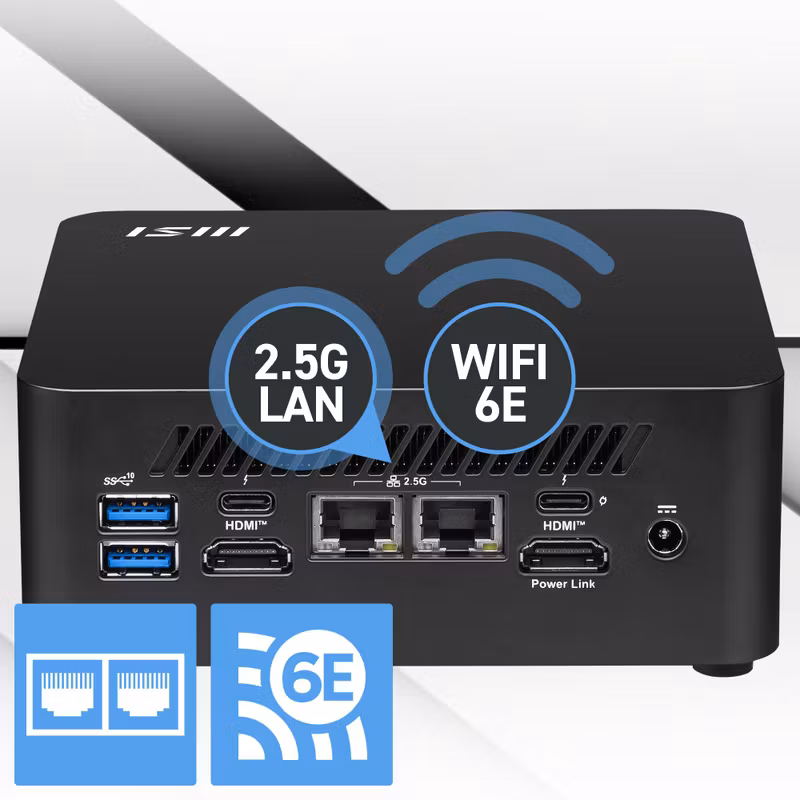 MSI Cubi NUC 1MG-014BEU Mini PC Barebone Intel Core 3 100U Svart