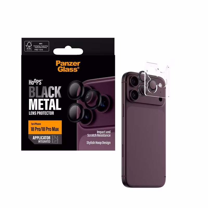 PanzerGlass Hoops PG41297 Kameralinsskydd för iPhone 18 Pro och 18 Pro Max Svart