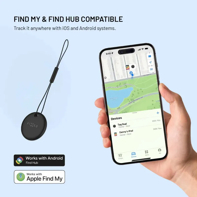 FIXED Tag Dual Bluetooth-tracker för Apple Find My och Google Find Hub Black
