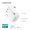 FIXED Voyager Slim 45 W GaN USB-C/USB-A Reseladdare EU/UK/USA/AU Vit