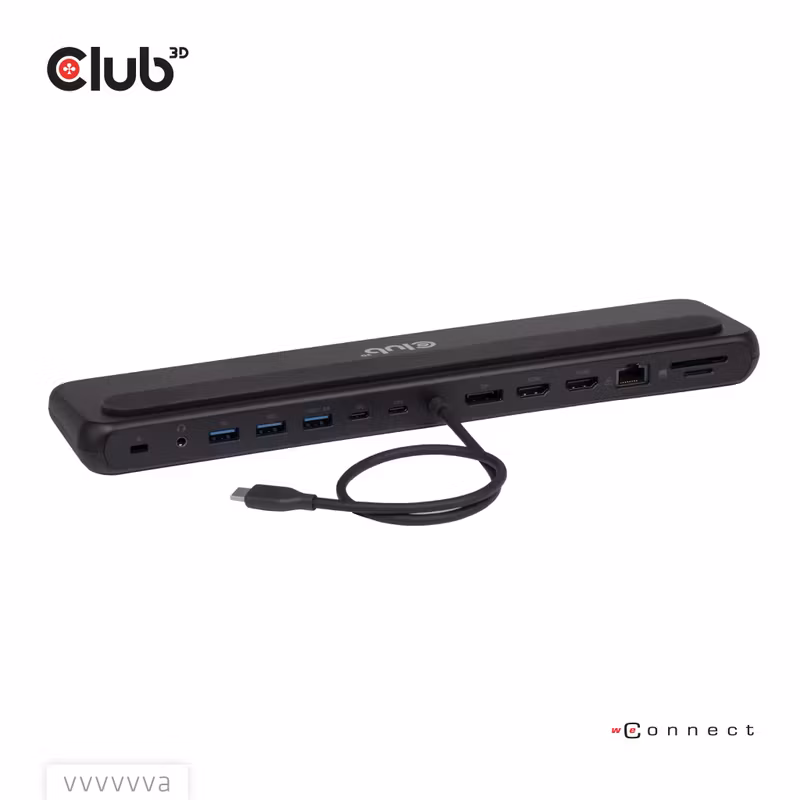 Club 3D CSV-2541 12-i-1 USB-C-dockningsstation för tre skärmar med 100 W PD