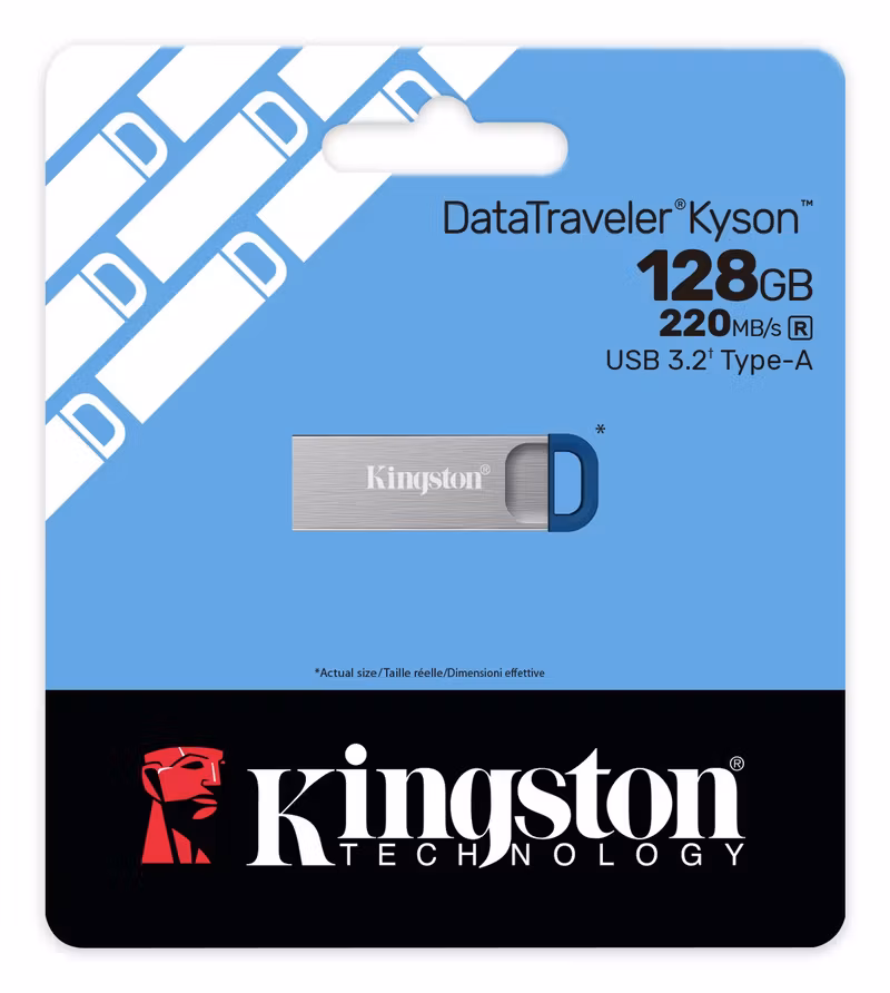 Kingston DataTraveler Kyson 128 GB USB 3.2 Gen 1 USB-minne Rostfritt stål