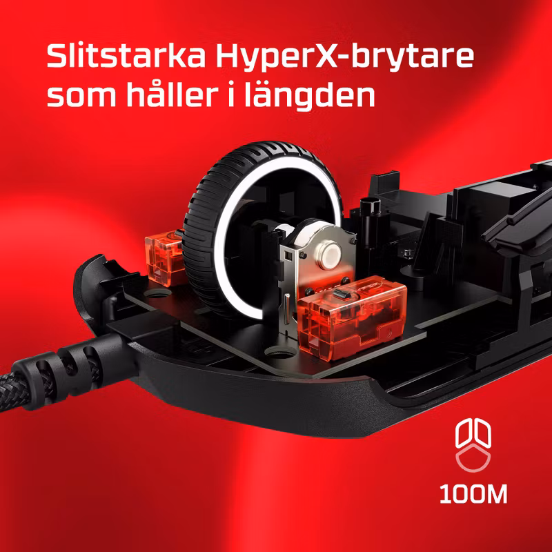 HyperX Pulsefire Haste 2 Optisk Kabelansluten Gamingmus Vit
