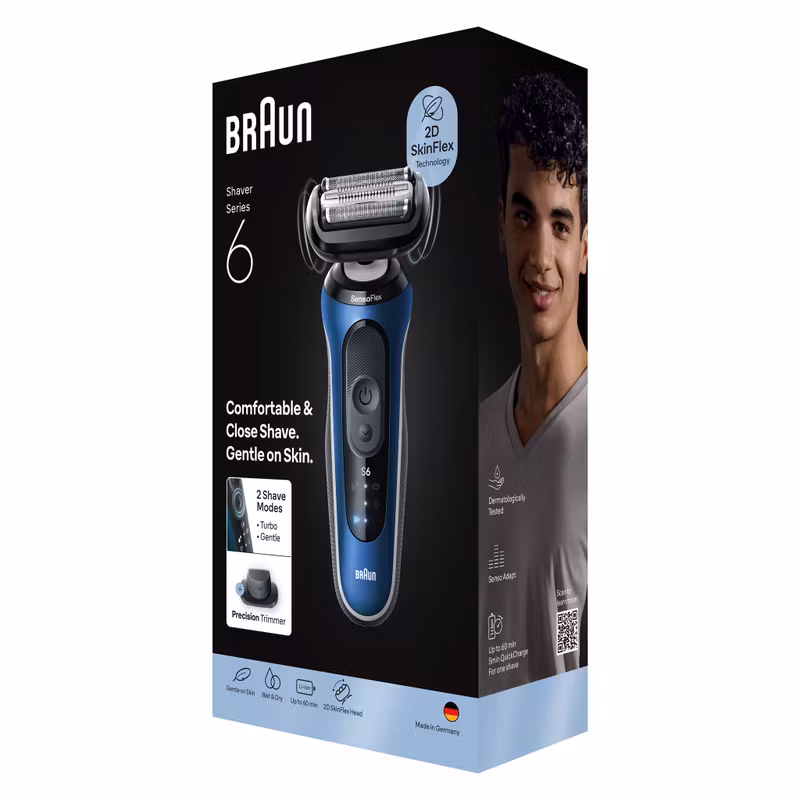 Braun Series 6 62-B1200s Wet & Dry Rakapparat Blå