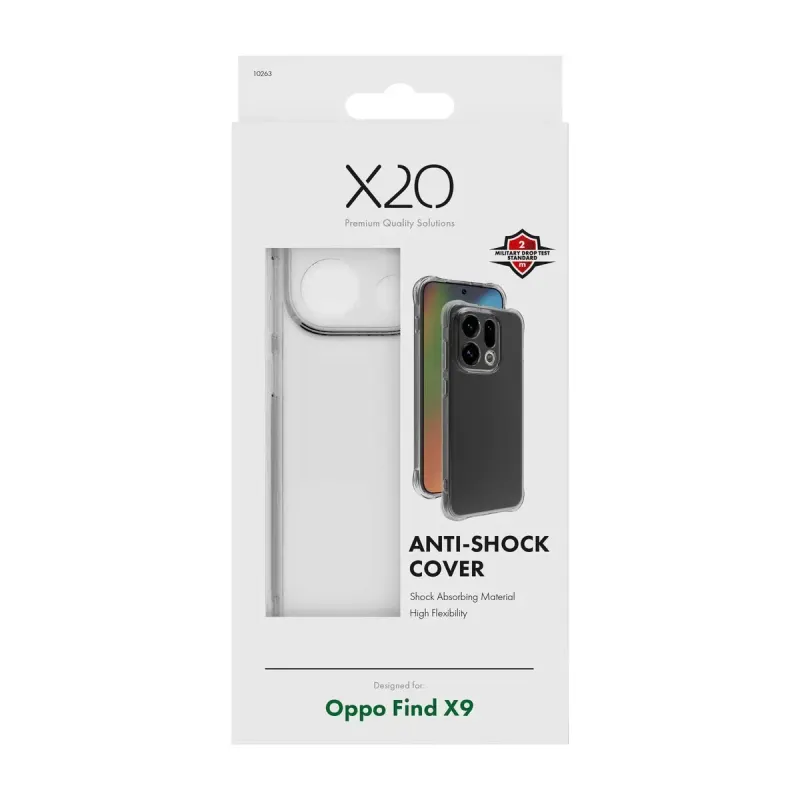 X2O Anti-Shock Skal för Oppo Find X9 Transparent
