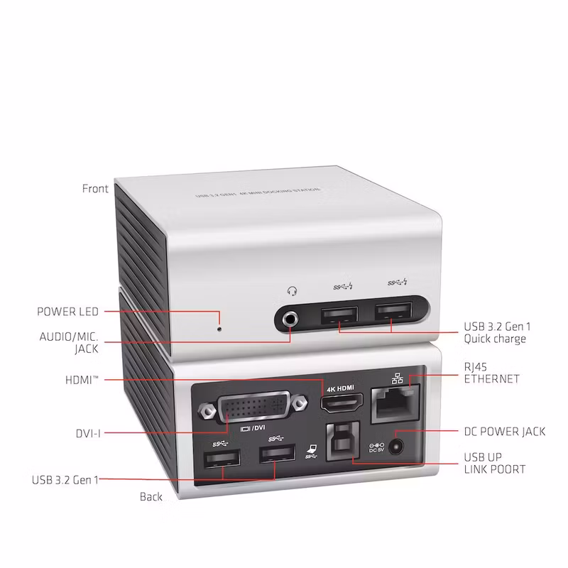 Club 3D CSV-3104D 8-i-1 USB-A-dockningsstation 4K 30 Hz med HDMI och DVI