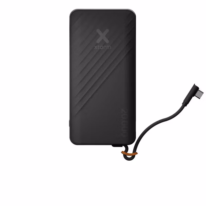 Xtorm Go2 XG2E30W201C 20 000 mAh 30 W Powerbank med inbyggd USB-C-kabel Svart