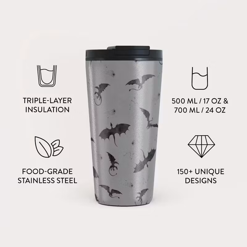 Burga Draco 500 ml Termosmugg med Klaff- och Sugrörslock