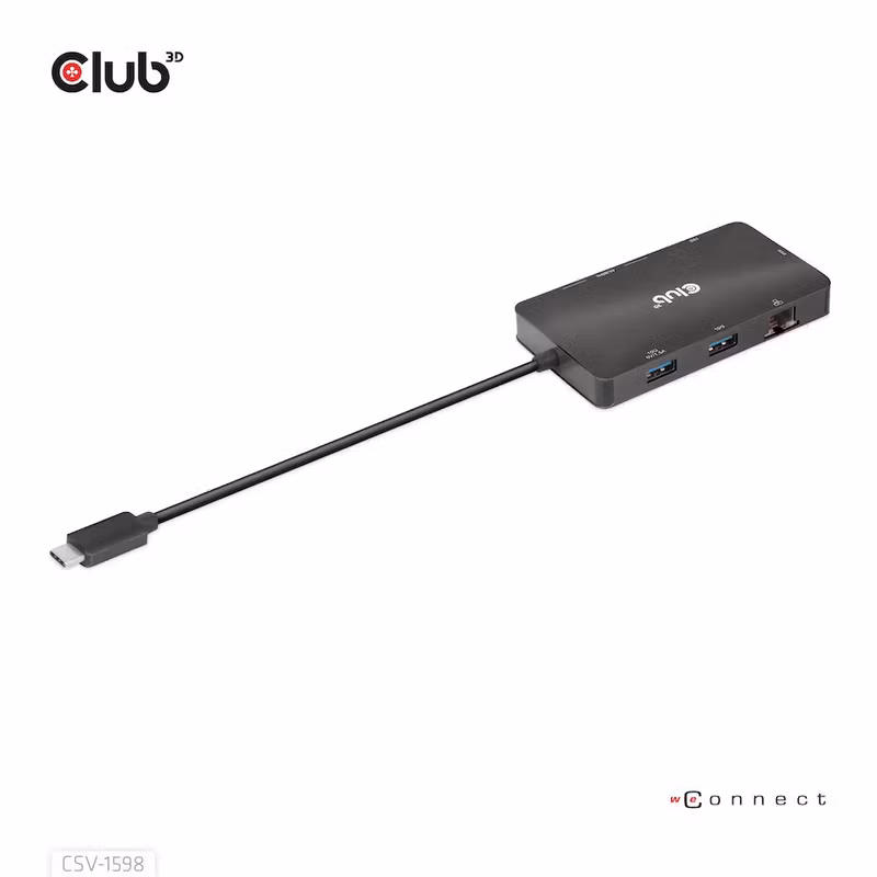Club 3D CSV-1598 7-i-1 USB-C-dockningsstation med 2 × DisplayPort 4K 60 Hz och 100 W PD