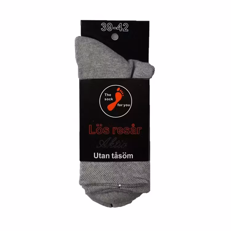 Diabetikersocka med lös resår och frottésula i bomull