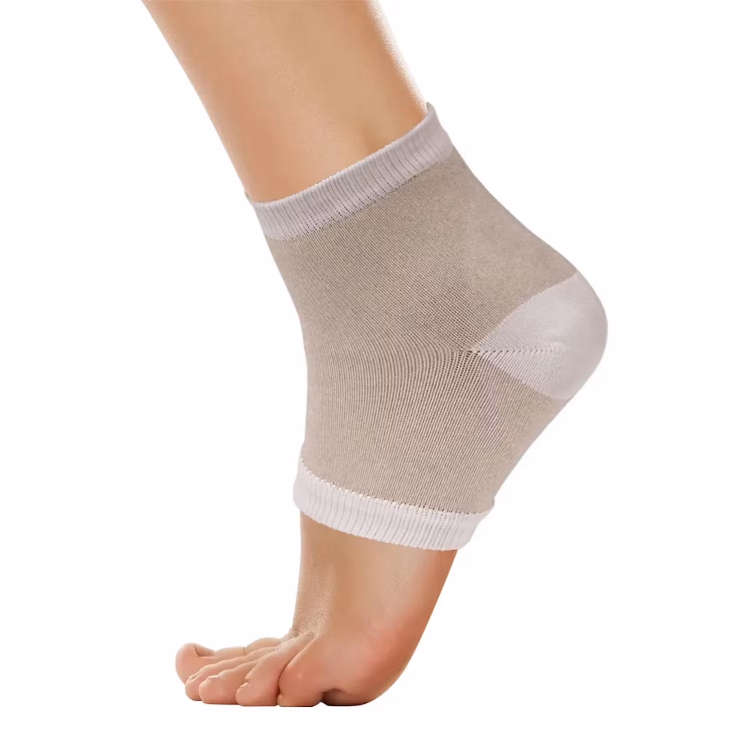 Deramed hälsocka i gel mot hälsprickor, tåfri gelsocka på fot