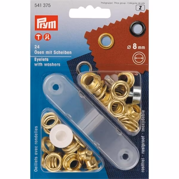 Mässingsöljetter 8mm invändiga 24st. med verktyg