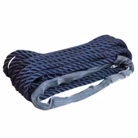 Robline förtöjning, öga m webbing, 3-slagen svart 16mm 10 m
