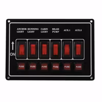 Elpanel med 6 kontakter till 12V, vågrät