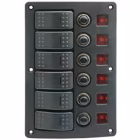1852 Elpanel med 6 kontakter och automatiksäkringar