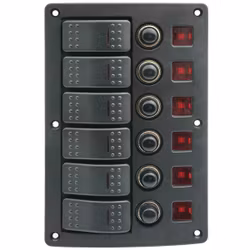 1852 Elpanel med 6 kontakter och automatiksäkringar