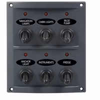 Elpanel stänktät 6 kontakter med lampor