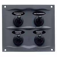 BEP Stänktäta elpanel med 4 strömbrytare, 12V