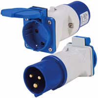 Adapter CEE hane / Schuko hona m/stänktätt lock, 220V