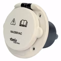 Ratio landströmskontakt med vit lock glasfiber/nylon