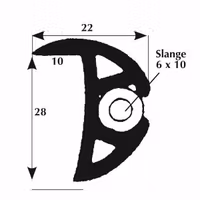 Fenderlist med läpp 25x12/22mm svart, 50m