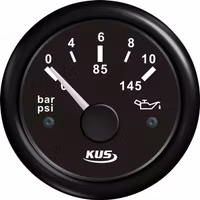 KUS oljetryckmätare 0-10 bar, svart