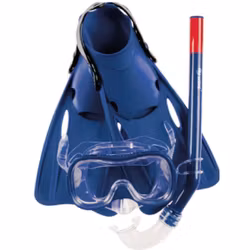 Snorkelset barn mask, snorkel och simfenor blå stl. 35-38