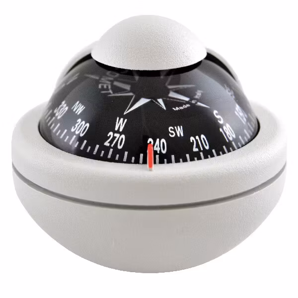 Riviera kompass Comet 2”, ljusgrå m/svart ros