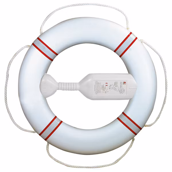 Livboj FP380 Vit m/röda reflexband, utan kastlina - Ystad Skeppshandel