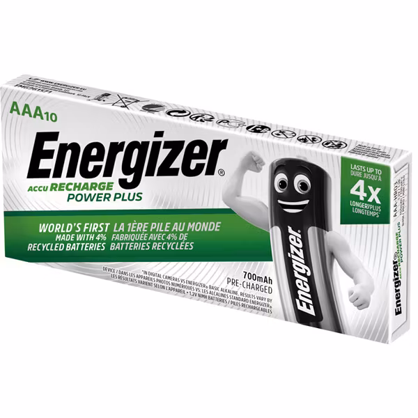 Energizer uppladdn.bart Power Plus batteri AAA 700mAh, 10st