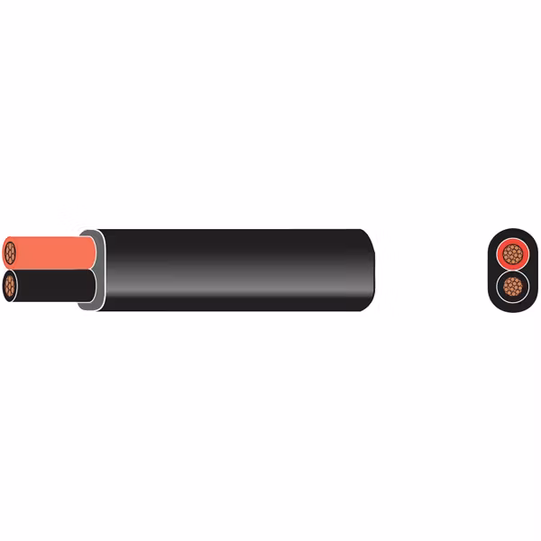 OceanFlex Platt kopparkabel röd/svart 2x0,75 mm², 100m