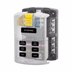 Blue Sea säkringshållare för 6 säkringar (med minus)