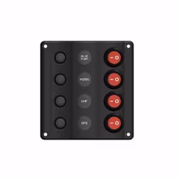 Wave elpanel med 4 kontakter LED och automatsäkring, 12V