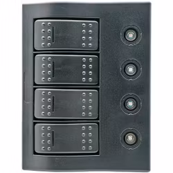 1852 Elpanel med 3 kontakter, automatsäkringar och LED