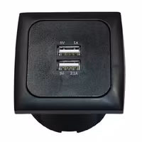 USB-A Uttag för inbyggnad dubbel 12/24V, svart