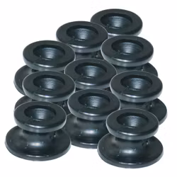 Svart PVC-knapp för gummistropp 10 st.
