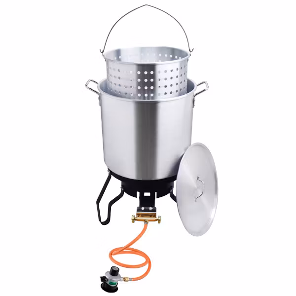 1852 Krabb-/musselkokare 52 l med gasolbrännare och stativ