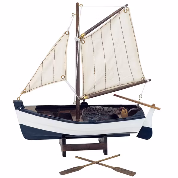 Modelsejlskib med åre 22x22 cm