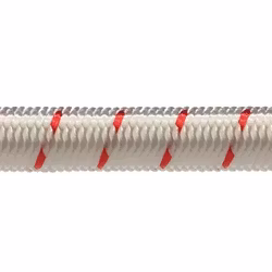 Robline elastik snor, 8mm hvid/rød  - 1 mtr