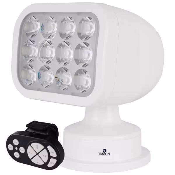 TideON led søgelygte hvid m/trådløs fjernbetjening