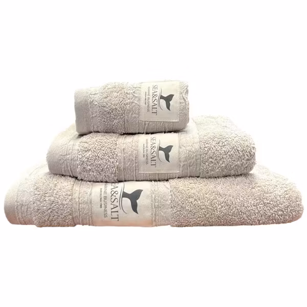 Mb sea &salt badehåndklæder beige 3 stk 30x50 - 50x100 - 70x140 cm