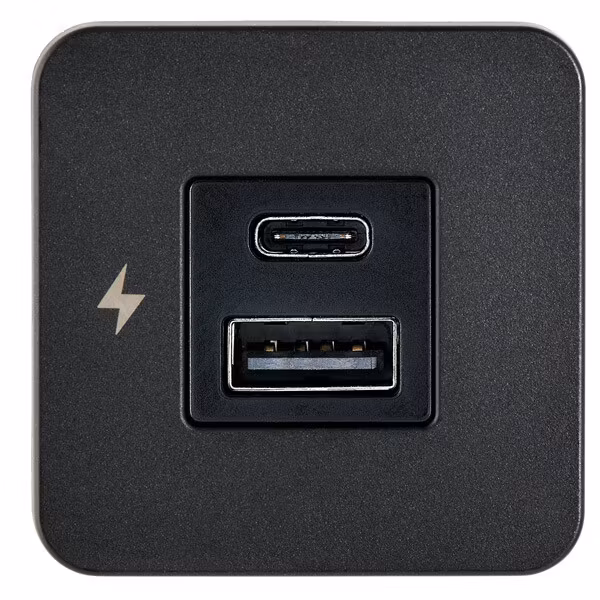 Scanstrut tile indbygningstik usb-a & usb-c sort