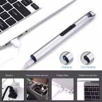 Elektrisk USB-tändare - Silver - Röd