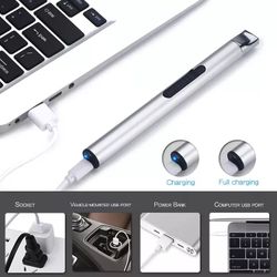 Elektrisk USB-tändare - Silver - Röd