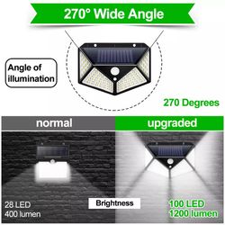 Utebelysning - Solceller - Rörelsesensor - 100 Led 60 W -