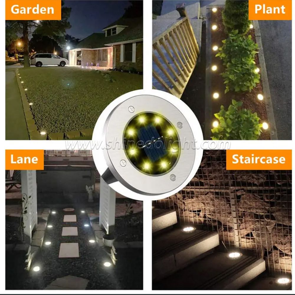 Utebelysning - Markspotlights - 8 LED - Solceller - (2-Pack)